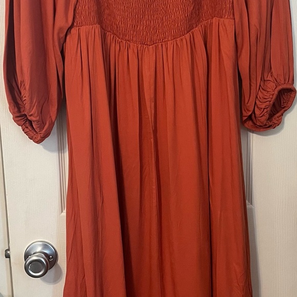 Off Shoulder Drawstring Front Ruffle Hem Dress - Picture 6 of 8